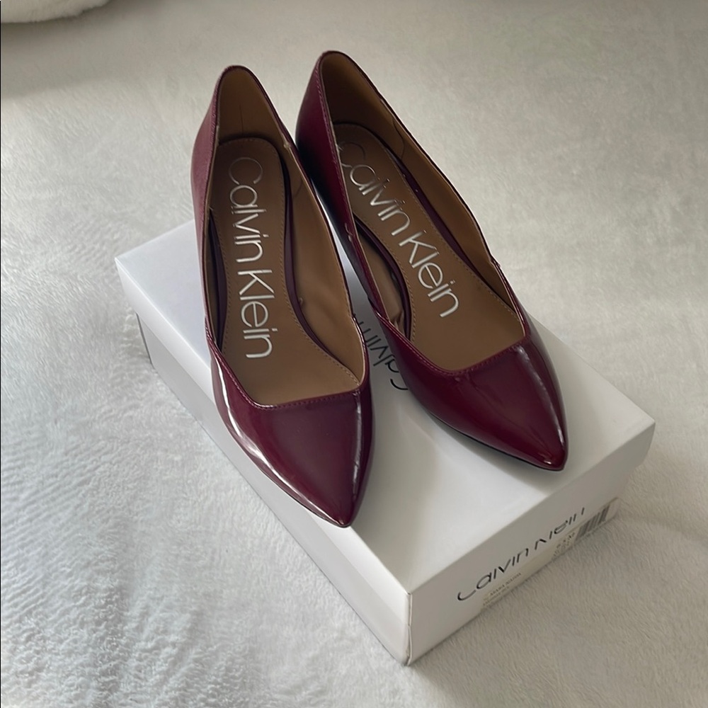 (SOLD) - Calvin Klein Red Heels Elegant Design
